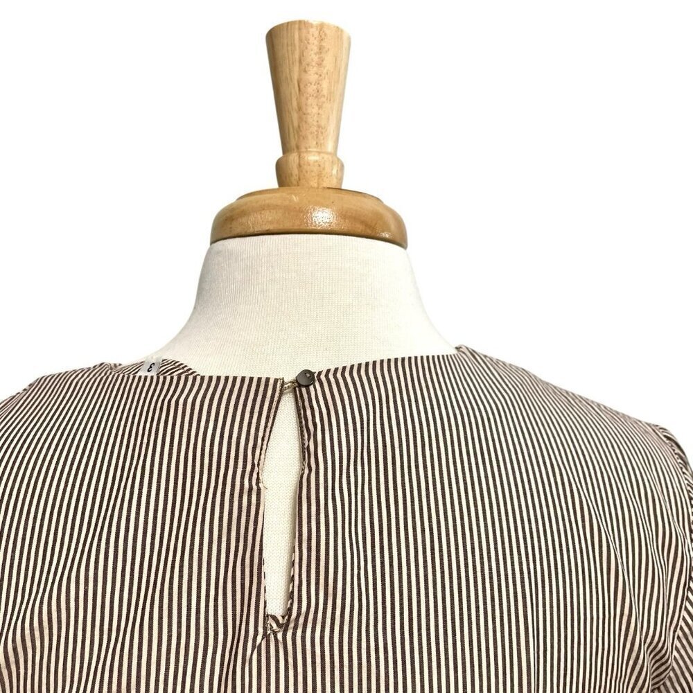 Erica Tanov Stripe Long Sleeve Popover Dress Modern Minimalist size 10/12 - Picture 5 of 9